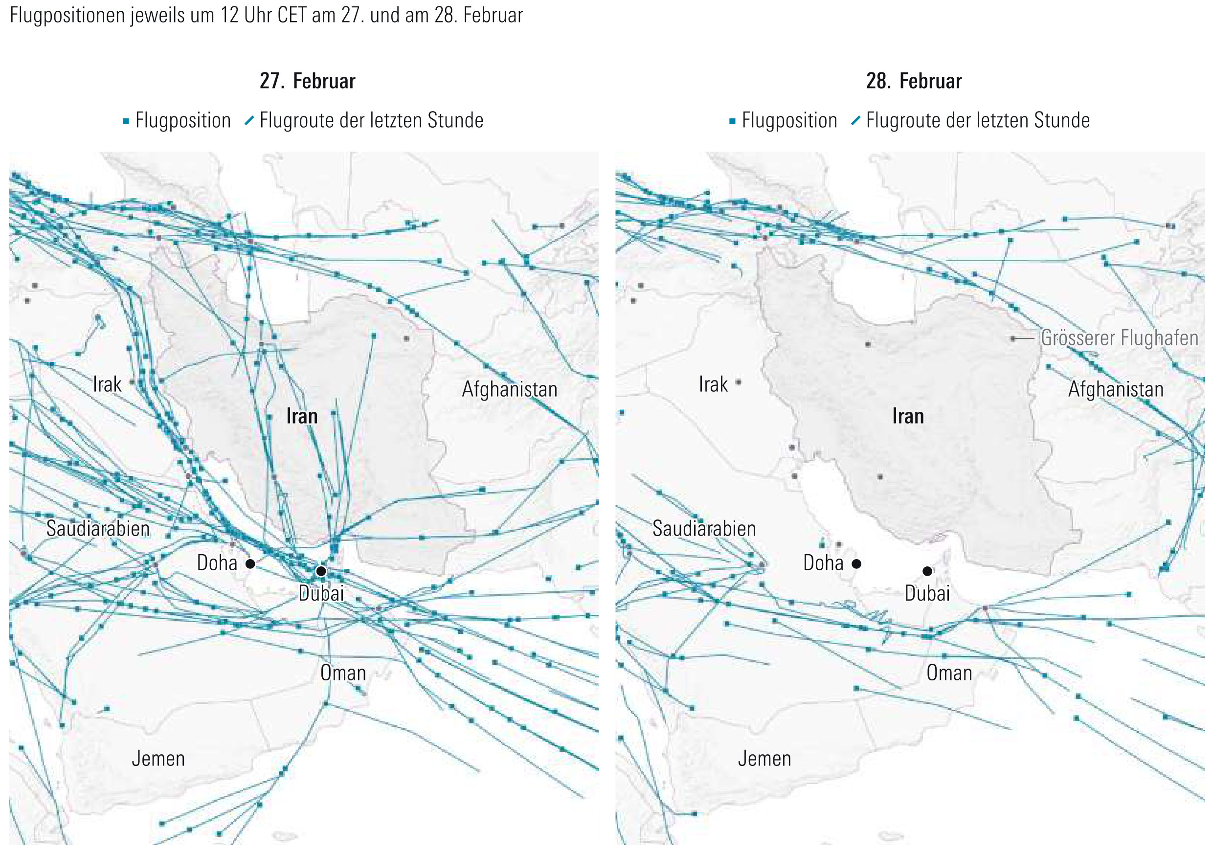 Flugroute, Start in Delhi